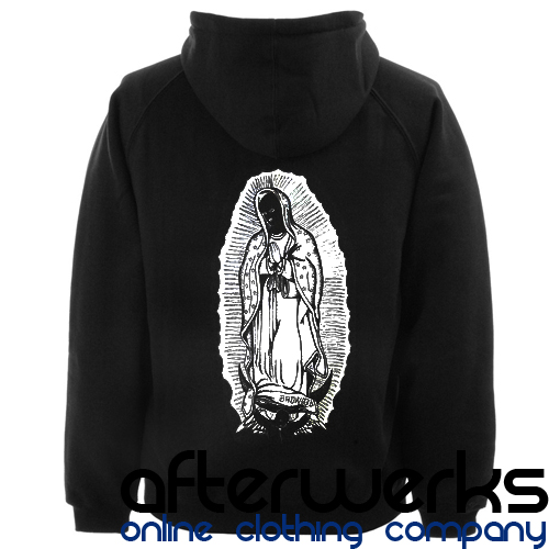 badwood virgin mary hoodie back