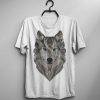 Geometric Art T Shirt Men Wolf T-Shirt Typography Shirt Man Tee Fashion Gray Tshirt White Birthday Gift For Him Men Clothing White T Shirt