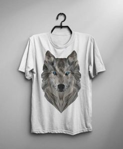 Geometric Art T Shirt Men Wolf T-Shirt Typography Shirt Man Tee Fashion Gray Tshirt White Birthday Gift For Him Men Clothing White T Shirt