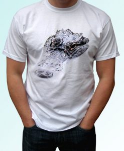 Alligator crocodile white t shirt top tee design art - mens, womens, kids, baby sizes