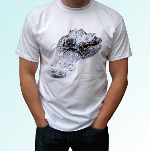 Alligator crocodile white t shirt top tee design art - mens, womens, kids, baby sizes