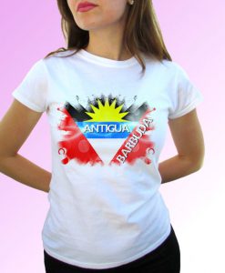 Antigua and Barbuda white t shirt top short sleeves Antigua Barbuda flag - Mens, Womens, Kids, Baby - All Sizes!
