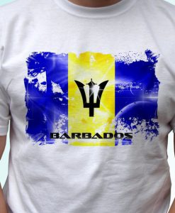 Barbados flag white t shirt top short sleeves - Mens, Womens, Kids, Baby - All Sizes!