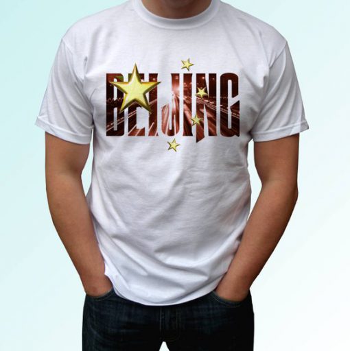 Beijing flag white t shirt top short sleeves - Mens, Womens, Kids, Baby - All Sizes!