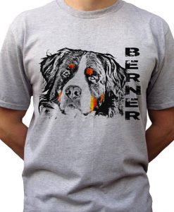 Berner head grey t shirt bernese mountain dog top tee 100% ringspun cotton tee graphic design