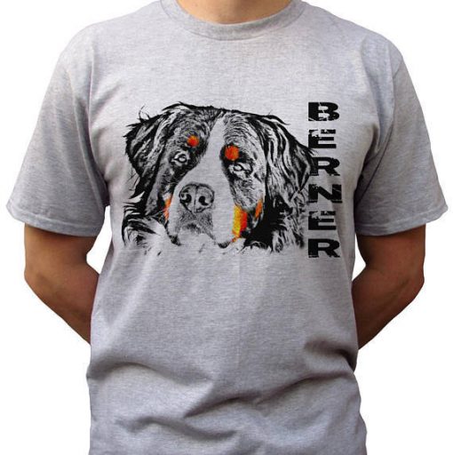 Berner head grey t shirt bernese mountain dog top tee 100% ringspun cotton tee graphic design