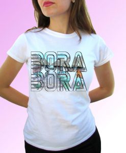 Bora Bora design white t shirt top short sleeves - Mens, Womens, Kids, Baby - All Sizes!