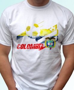 Colombia football flag Colombia camiseta tag white t shirt top short sleeves - Mens, Womens, Kids, Baby - All Sizes!