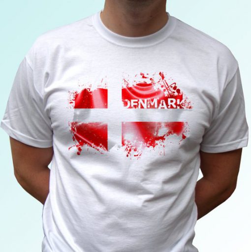 Denmark white t shirt top short sleeves - Mens, Womens, Kids, Baby - All Sizes!