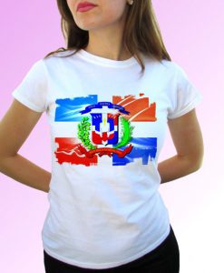 Dominican Republic state flag white t shirt top short sleeves - Mens, Womens, Kids, Baby - All Sizes!
