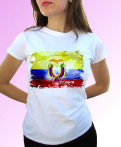 Ecuador flag white t shirt top short sleeves - Mens, Womens, Kids, Baby - All Sizes!