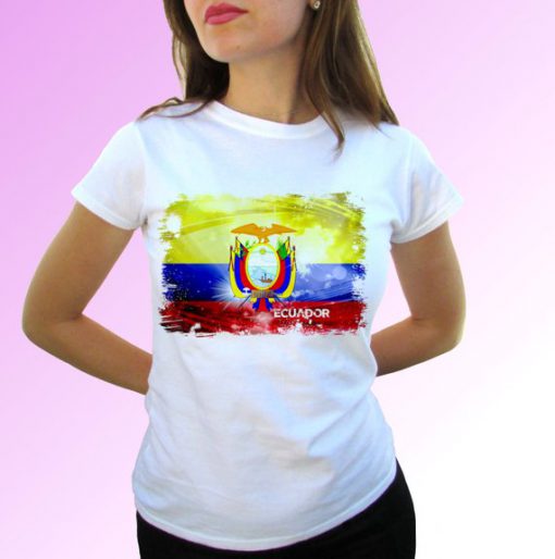 Ecuador flag white t shirt top short sleeves - Mens, Womens, Kids, Baby - All Sizes!