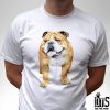English Bulldog white t shirt top 100% cotton tee - mens womens kids & baby sizes