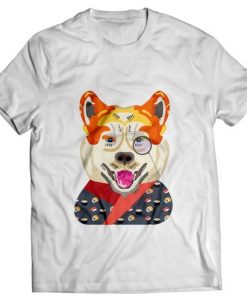 Funny dog with monocles Men's white t-shirt