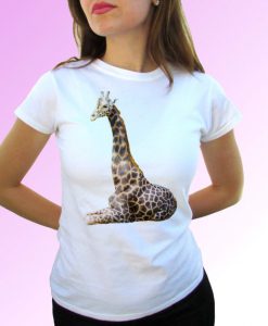 Giraffe white t shirt top tee design art - mens, womens, kids, baby sizes