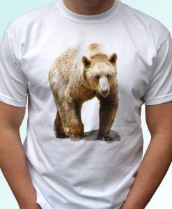 Grizzly bear white t shirt top short sleeves - Mens, Womens, Kids, Baby - All Sizes!