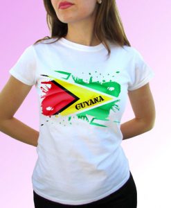 Guyana white t shirt top short sleeves - Mens, Womens, Kids, Baby - All Sizes!