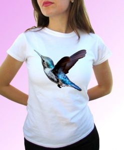 Hummingbird white t shirt top tee design art - mens, womens, kids, baby sizes
