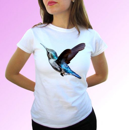 Hummingbird white t shirt top tee design art - mens, womens, kids, baby sizes