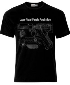 Luger Pistol Parabellum Blueprint German Army WW2 T-Shirt