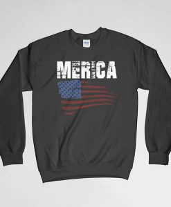 Merica, American Flag Sweatshirt, Flag Sweatshirt, Flag Crew Neck, Flag Long Sleeves Shirt, Gift for Him, Gift For Her
