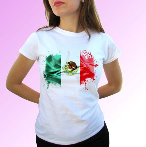 Mexico flag white t shirt top short sleeves - Mens, Womens, Kids, Baby - All Sizes!