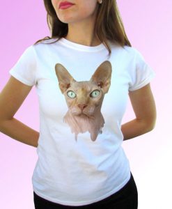 Sphynx cat white t shirt top tee design art - mens, womens, kids, baby sizes
