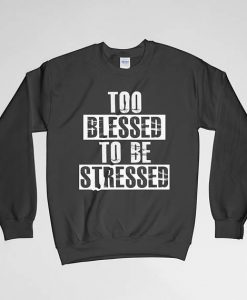 Too Blessed To Be Stressed, Blessed Sweatshirt, Thankful, Blessed Long Sleeves Shirt, Blessed Crew Neck, Gift for Him, Gift For Her