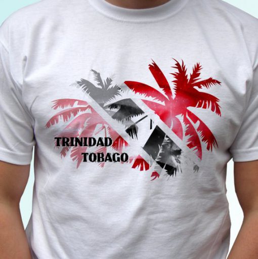 Trinidad and Tobago Palm flag white t shirt top short sleeves - Mens, Womens, Kids, Baby - All Sizes!