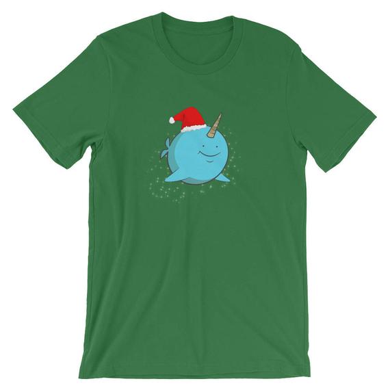 Christmas Narwhal Santa Hat Funny Shirt