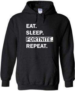 Eat Sleep Fortnite Repeat White Logo Hoodie