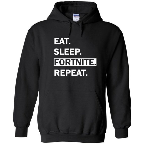 Eat Sleep Fortnite Repeat White Logo Hoodie