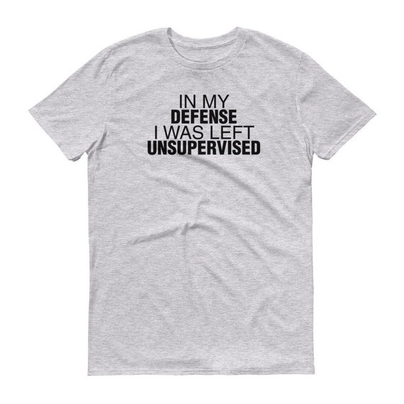 In My Defense I Was Left Unsupervised Tshirt Mens Womens Funny Joke Short Sleeve Shirt