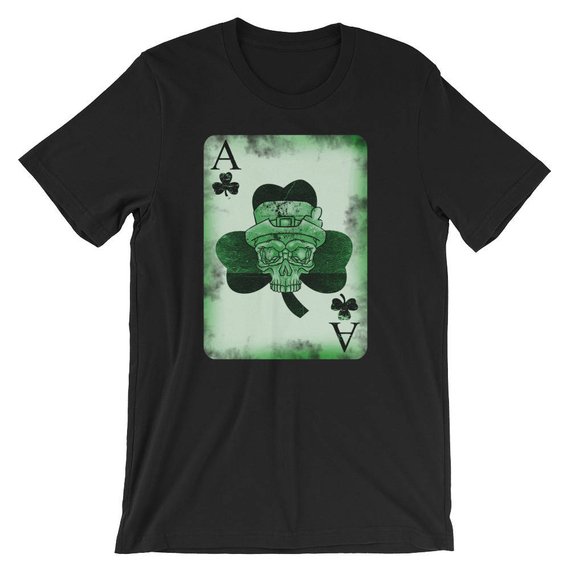 Skull Ace Card Irish luck St. Patrick's Day Graphic Unisex T-Shirt