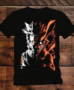Naruto Shirt, Naruto Fox Flame Orange, Anime Shirt, Unisex Adult and Youth, Black Shirt,
