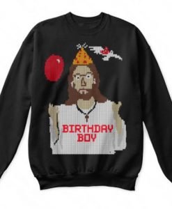 Birthday Boy Jesus Xmas Funny Novelty Ugly Christmas Jumper Sweatshirt
