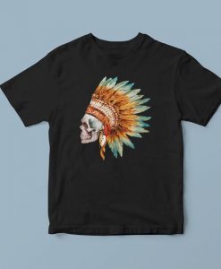 Pow wow shirt, Indian skull feather, Native american, skull shirt, hipster shirt, teens t shirt, fall shirt, skull head, black t-shirt