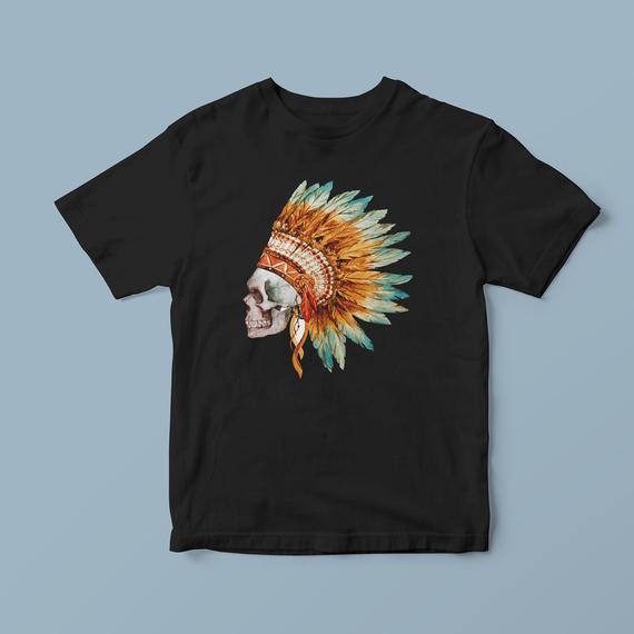 Pow wow shirt, Indian skull feather, Native american, skull shirt, hipster shirt, teens t shirt, fall shirt, skull head, black t-shirt