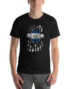 Salvadoran American Shirt American Flag T Shirt Salvadoran Flag Shirt El Salvador Shirt National Flag Football Shirt Pride DNA Gift