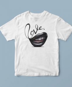 lips t shirt, lip print shirt, lips tee shirt, white t shirt, t shirts for women, graphic tshirts, big black lips, cute graphic tees
