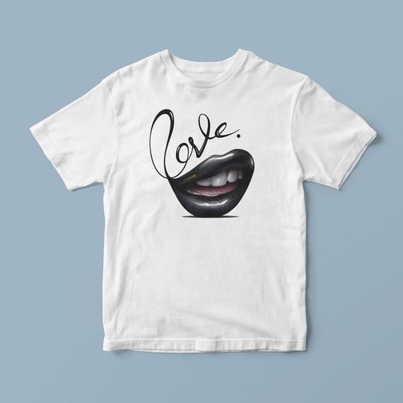 lips t shirt, lip print shirt, lips tee shirt, white t shirt, t shirts for women, graphic tshirts, big black lips, cute graphic tees