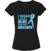 Prostate Cancer V-neck Shirts I Wear Blue for My Grandpa T shirts Tops for Women Light Blue Ribbon Tshirt