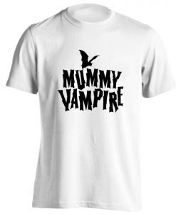 mummy vampire daddy vampire, t-shirt Halloween trick or treat matching family group black bats fangs bite coffin funny slogan
