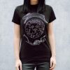 Lunar Hare Black Screen Print Punk Moon T-Shirt