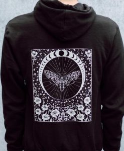 Nouveau Death's Head Moth and Moon Fleece Hoodie