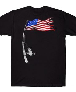 American Flag Fishing Rod Fisherman T-shirt