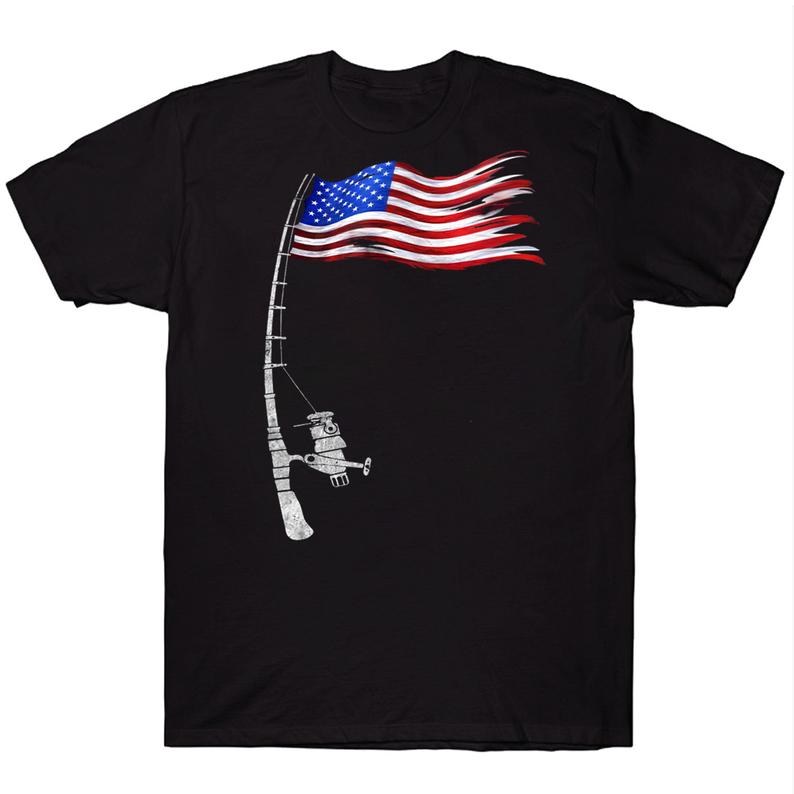 American Flag Fishing Rod Fisherman T-shirt