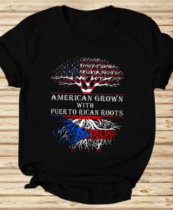 American Grown With Puerto Rican Roots American and Mexico Flag Independence Day T-shirt