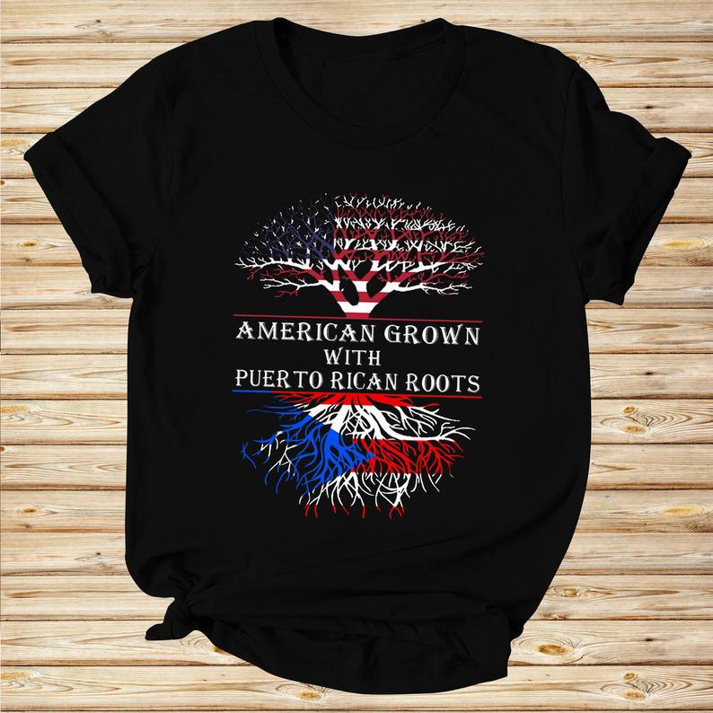 American Grown With Puerto Rican Roots American and Mexico Flag Independence Day T-shirt