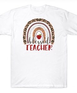 Blessed Teacher Leopard Rainbow Proud Teacher T-shirt